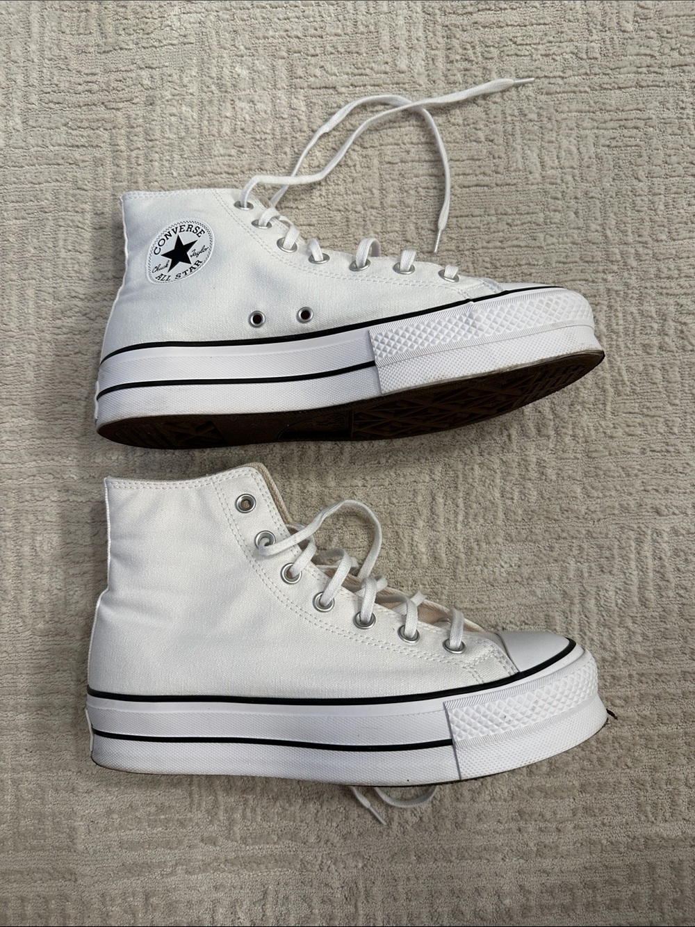 Converse White High Top Sneakers with Black Logo - Picture 3 of 6
